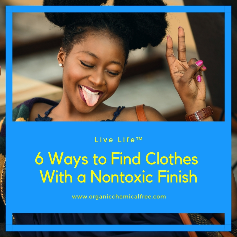 Smiling person wearing clothes with nontoxic finish